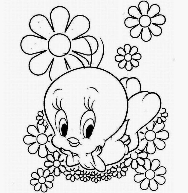 622x640 Colour Drawing Free Wallpaper Tweety Bird Coloring Cartoon