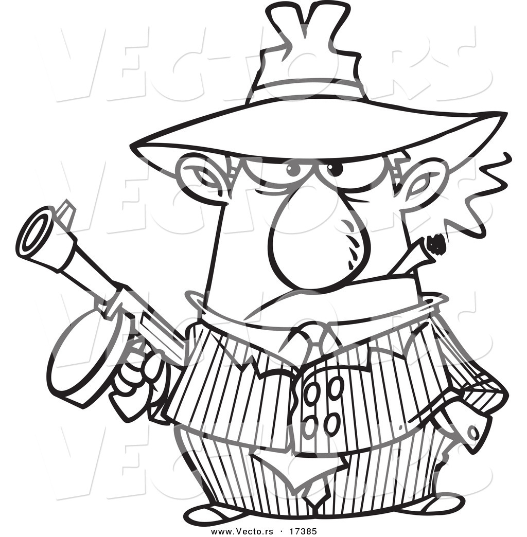 1024x1044 Vector Of A Cartoon Gangster Holding A Gun And Smoking A Cigar
