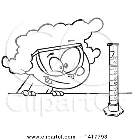 450x470 Clipart Of A Cartoon Black And White School Girl Looking