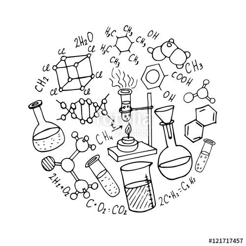 500x500 Chemistry Hand Drawn Doodles Vector Illustration Stock Image