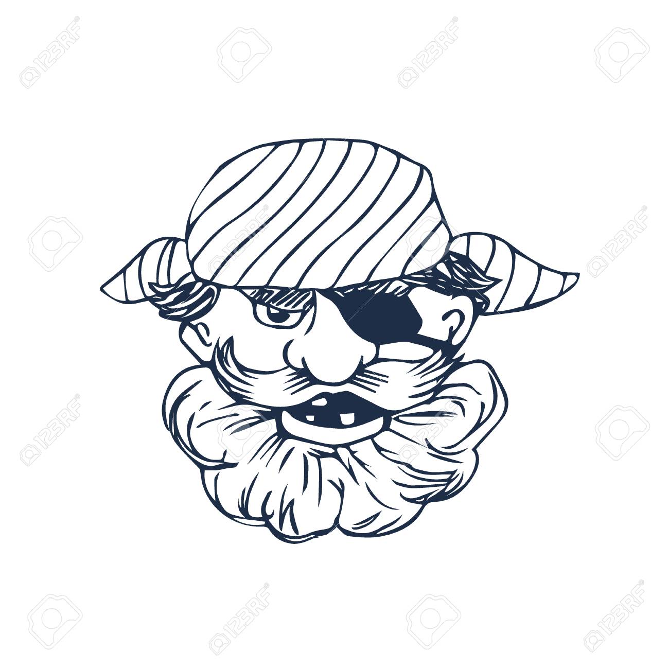 1300x1300 Funny Bearded Pirate With Eye Patch. Cartoon Character. Vector