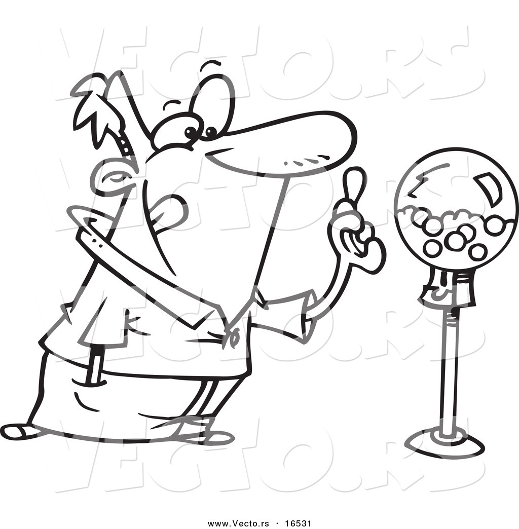 1024x1044 Vector Of A Cartoon Man Holding Gum By A Gumball Machine