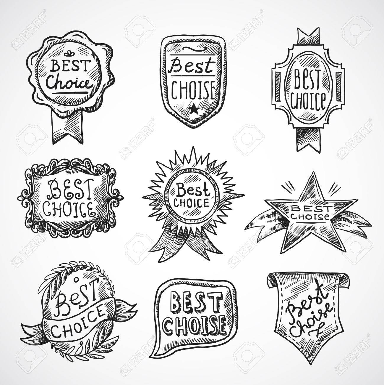 1299x1300 Best Choice Advertising And Promotion Badge Black Sketch Set