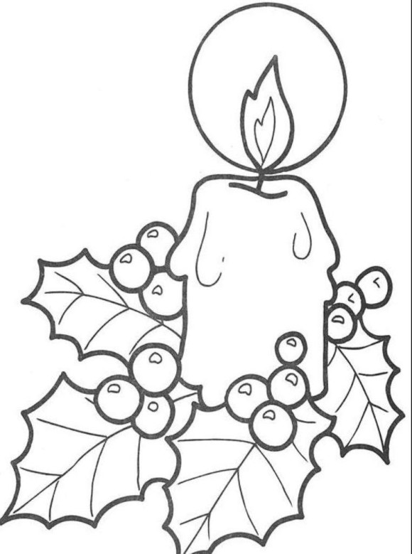 580x779 Simple Free Coloring Pages For Christmas Candle Printable