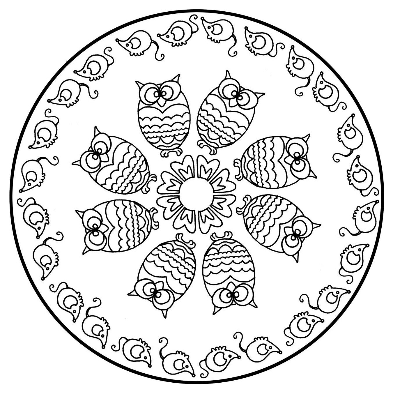 1350x1353 Free Mandalas Page To Color Animals Free Cute
