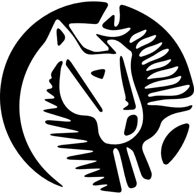 626x626 Horse Cartoon Drawing In A Circle Silhouette Icons Free Download