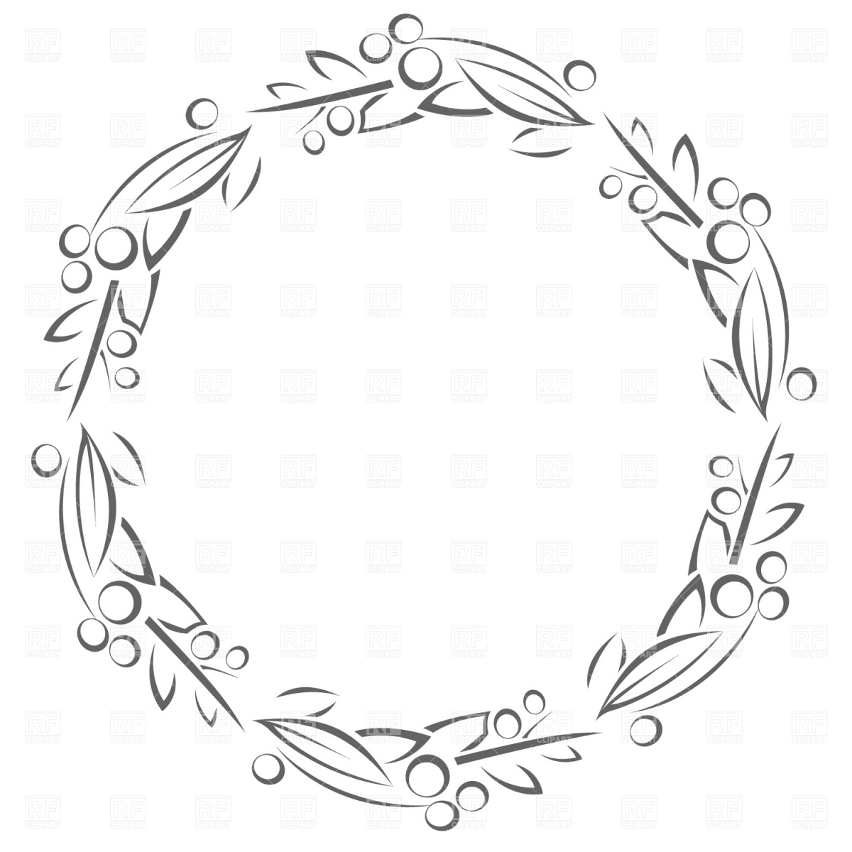 1200x1200 Circle Frame With Leaves Royalty Free Vector Clip Art Image
