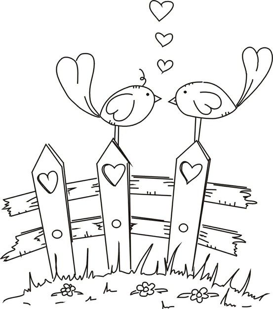 553x627 Free Digital Stamp Of Love Birds By Tinycarmen Wool Applique