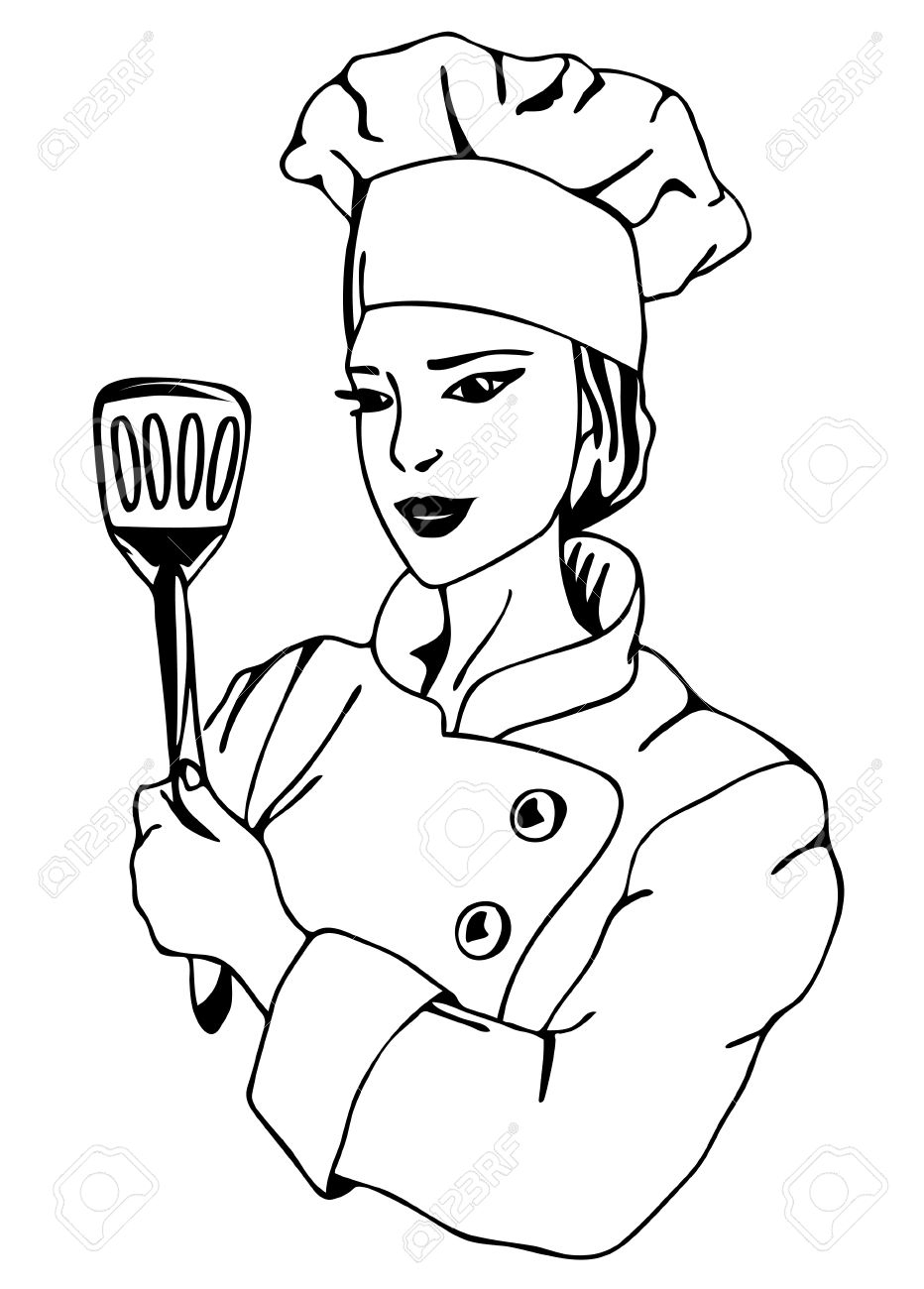 932x1300 Drawing Of A Chef Beautiful Female Chef Vector Illustration