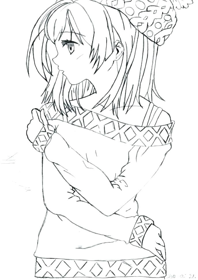 687x970 Coloring Anime Pages 81 Also Cute Girl Drawing Coloring Pages