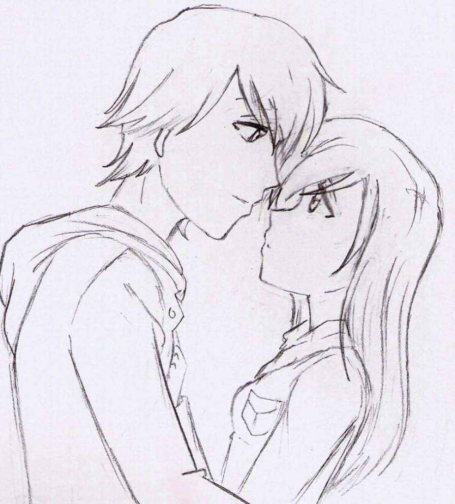 925x1024 Cute Couple Anime Drawing Easy Cartoon Love Couple To Draw Free