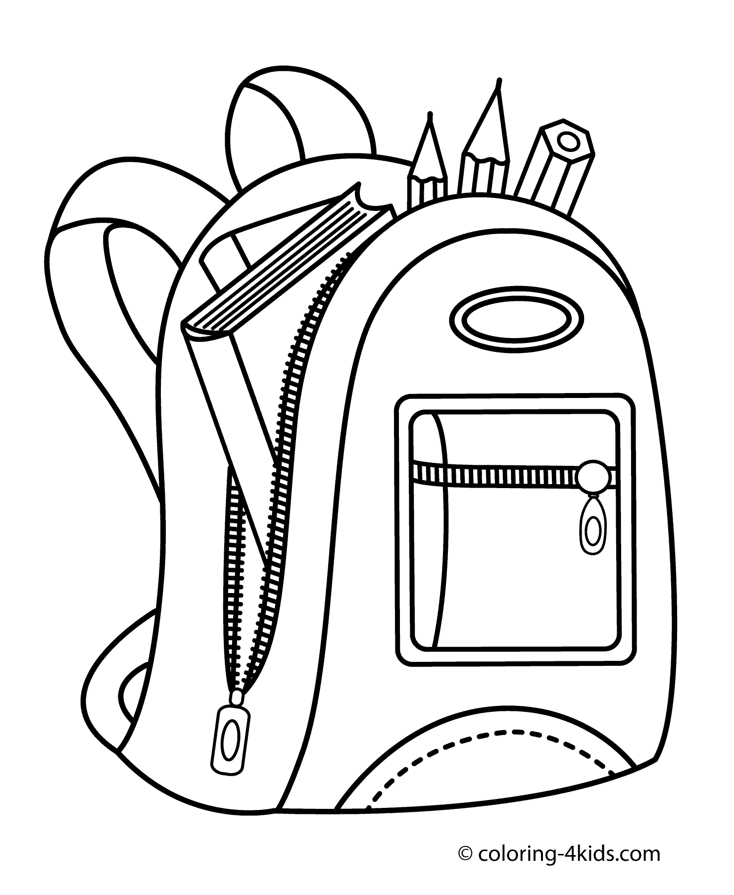 1483x1808 Backpack For School Coloring Page For Kids, Printable Free