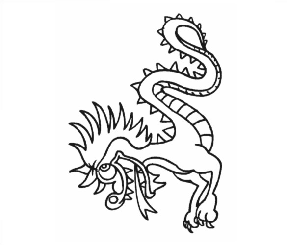 585x500 Dragon Drawing Template Free Pdf Documents Download! Free