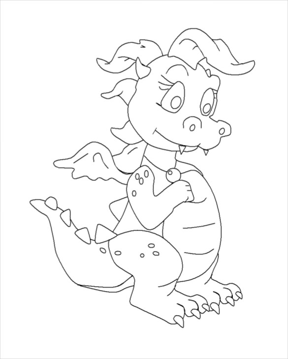 585x730 Dragon Drawing Template Free Pdf Documents Download! Free