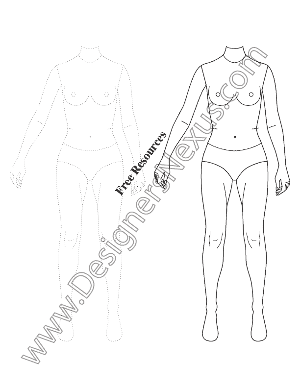 612x792 Free Figure Templates For Technical Flat Drawing