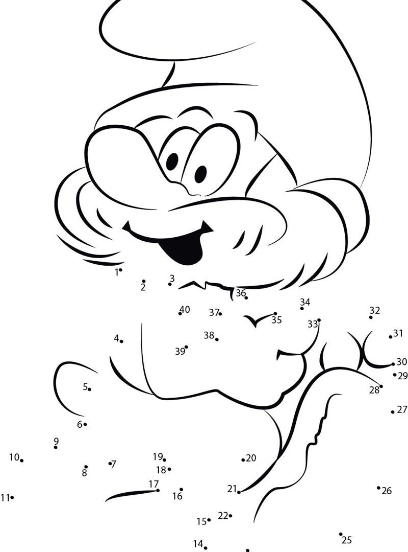 800x1080 Smurf Dot To Dot Worksheets Free Coloring Pages