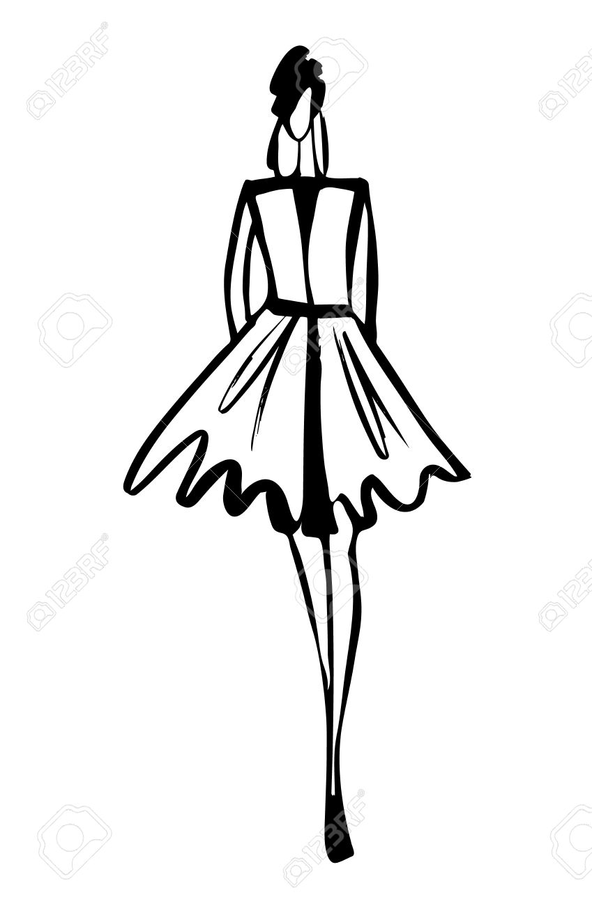 849x1300 Fashion Woman Sketch Royalty Free Cliparts, Vectors, And Stock