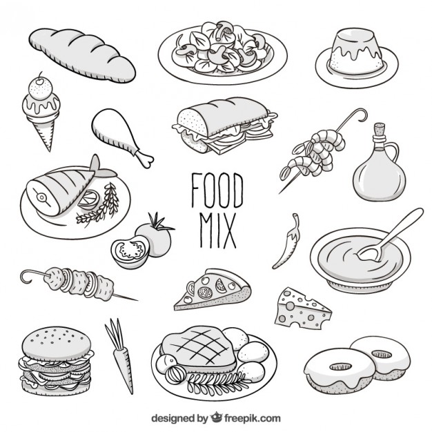 626x626 Sketchy Food Mix Vector Free Download