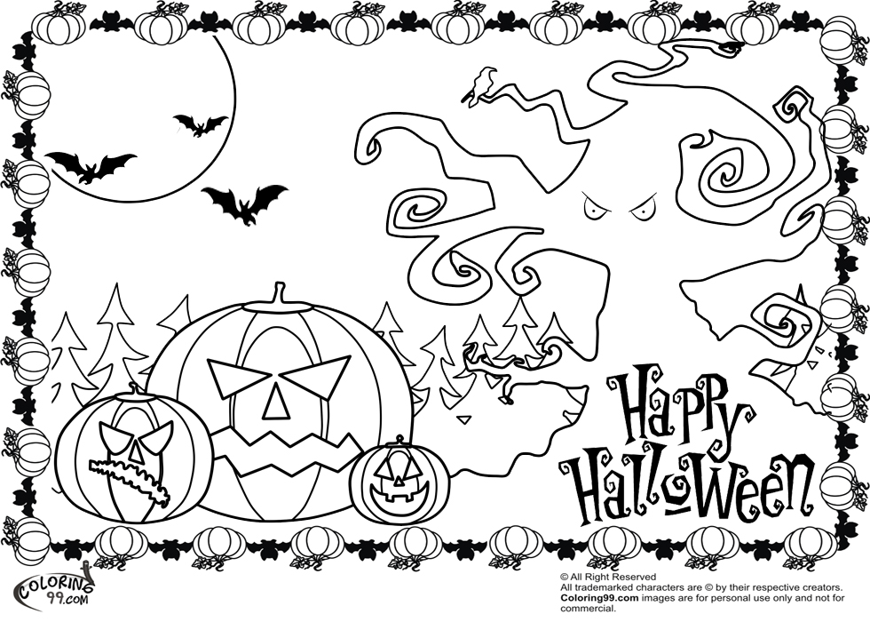 980x700 Halloween Coloring Pages Free Printable Scary Preschool For Cure