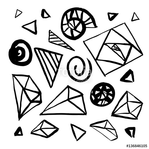 500x500 Set Of Hand Drawn Geometric Design Elements. Freehand Drawing