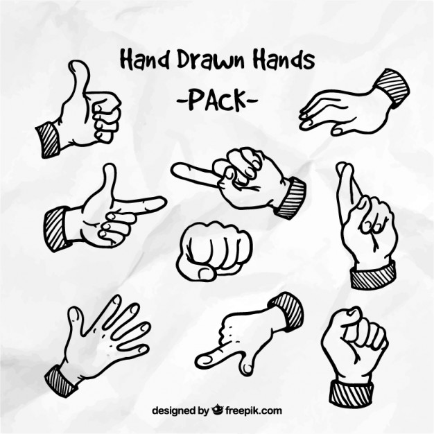 626x626 Hand Drawn Hands Pack Vector Free Download