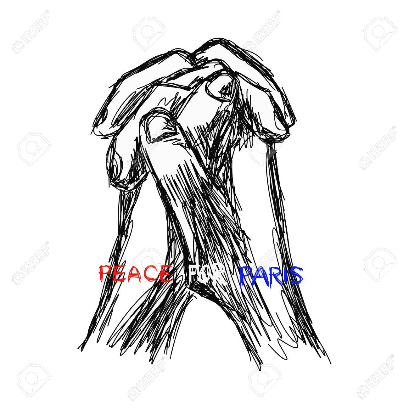 1300x1300 Illustration Vector Doodle Hand Drawn Of Sketch Praying Hands