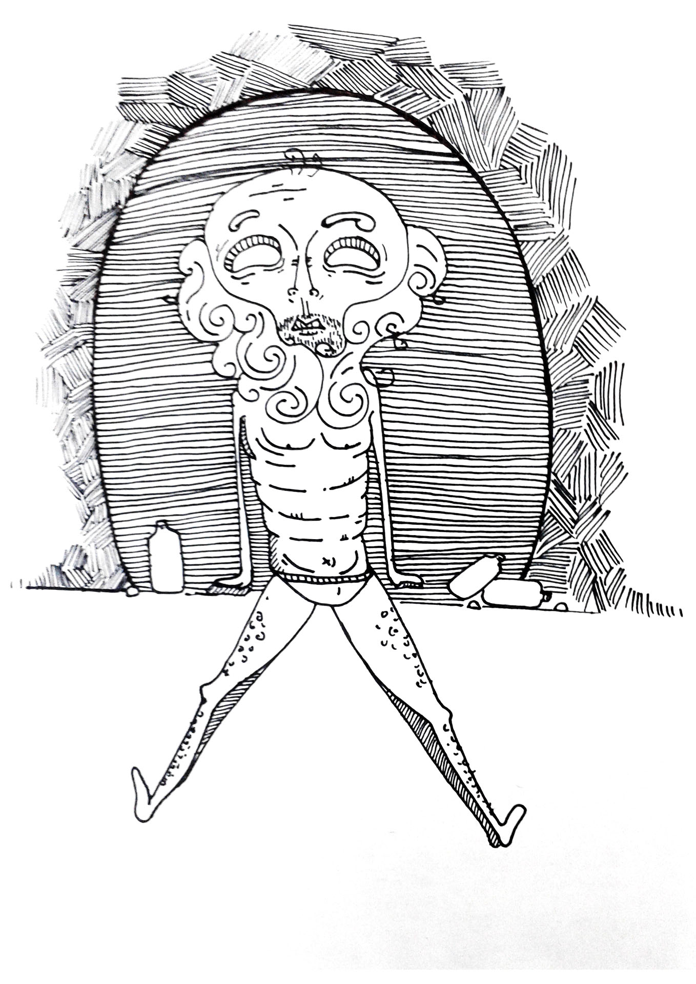 1358x1920 Lonely Guy. Free Hand Drawing. Contemporary Illustration Limited