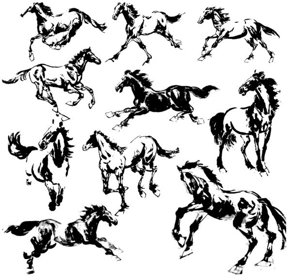 600x574 Hand Drawn Horse Vectors Set