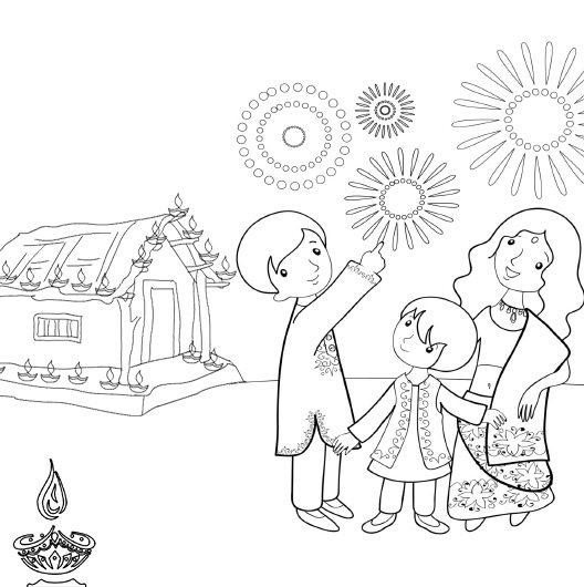 528x530 Deepavali Festival Drawing For Kids