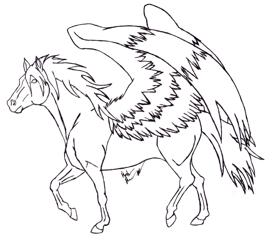 900x787 Pegasus Line Art