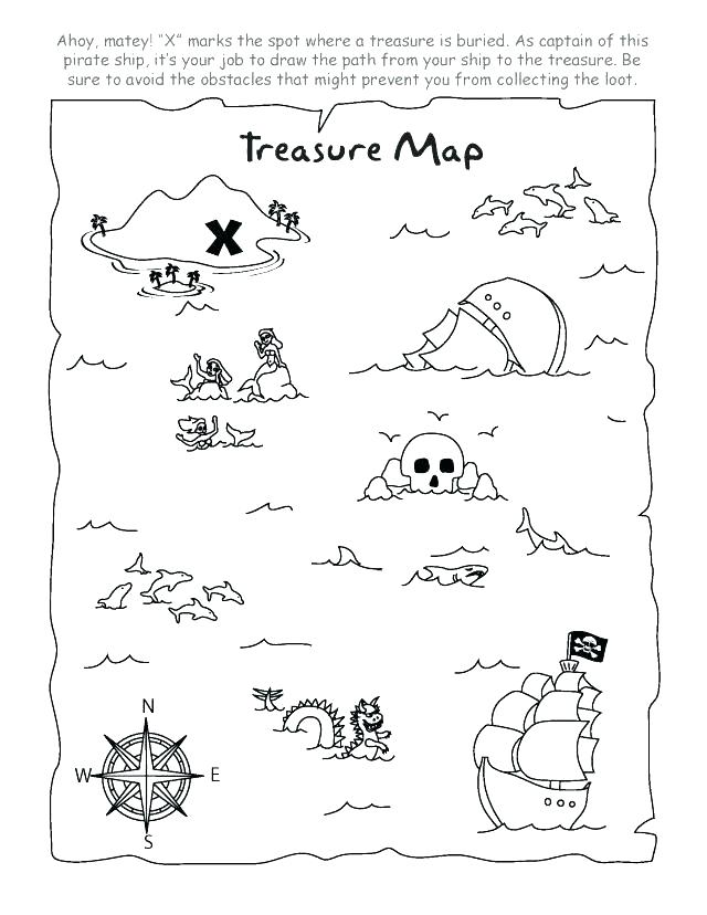 640x828 Treasure Map Coloring Pages Enchanting Pirate Printable Print