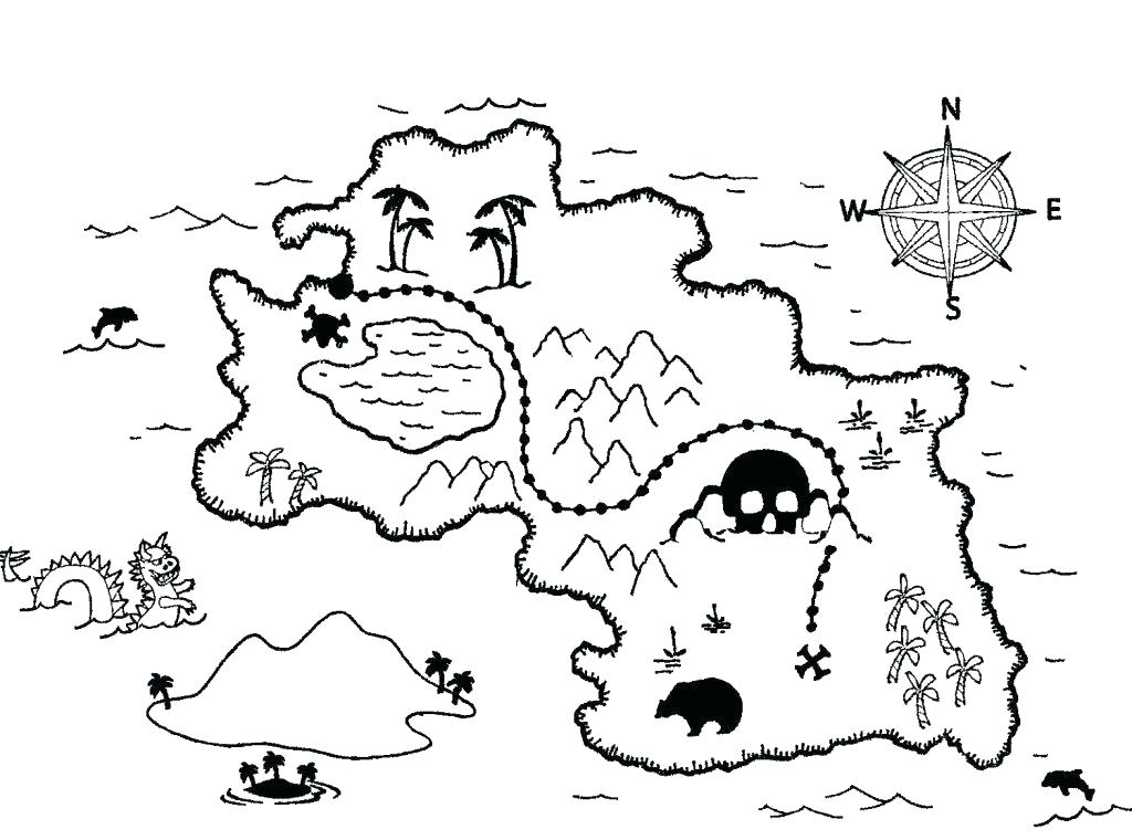 1024x760 Coloring Pages Pirate Treasure Map Free India Color Murs