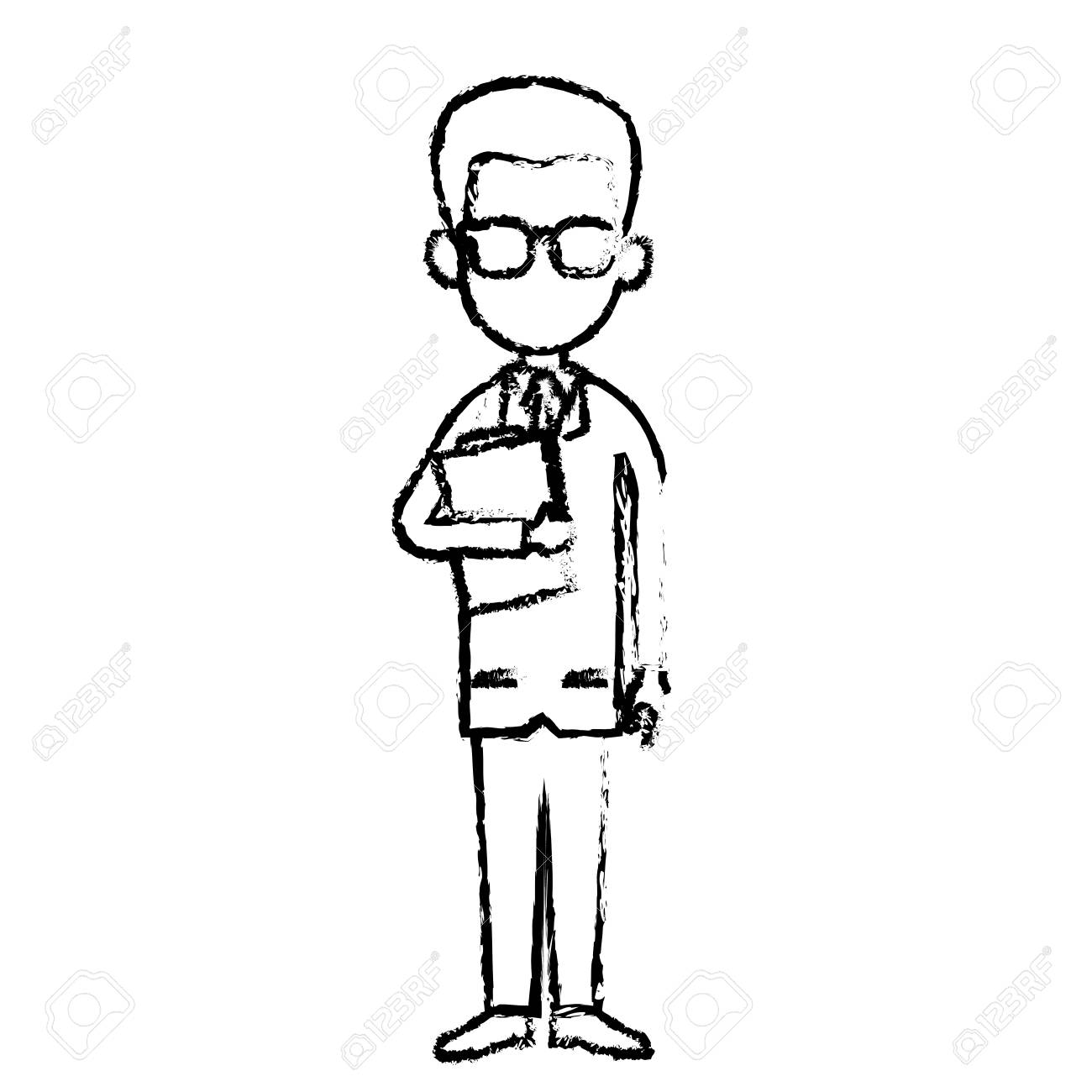 1300x1300 Doctor Man Professional Medical Work Sketch Vector Illustration