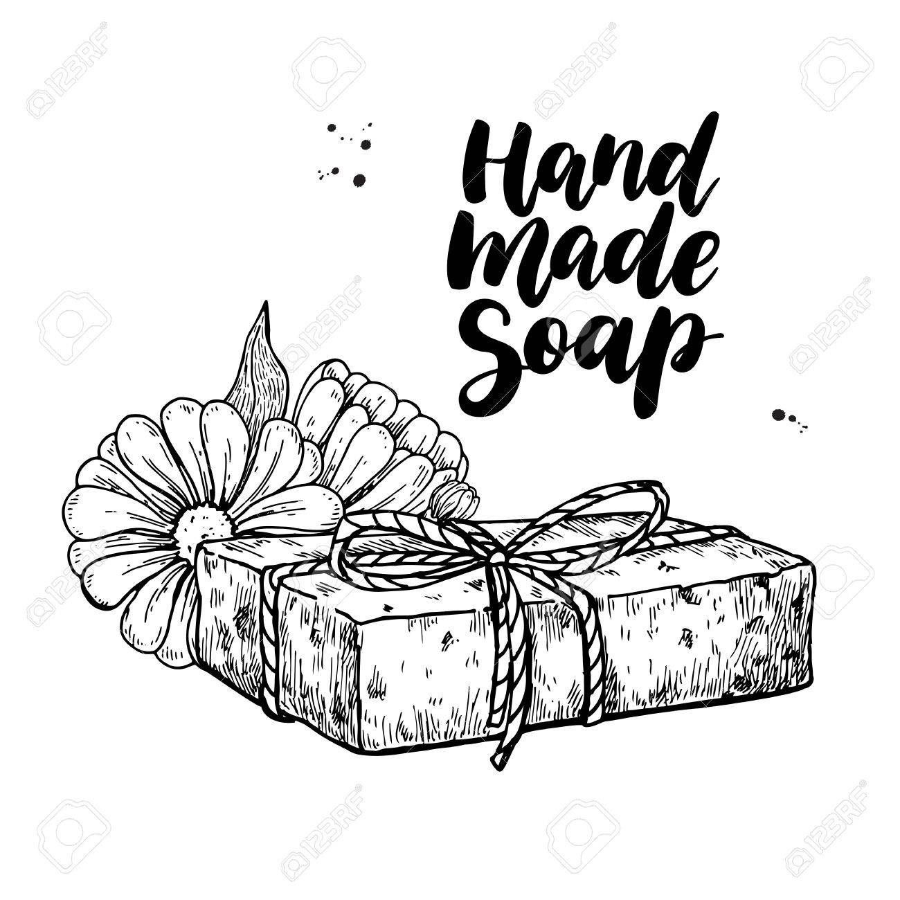 1300x1300 Handmade Natural Soap. Vector Hand Drawn Illustration Of Organic