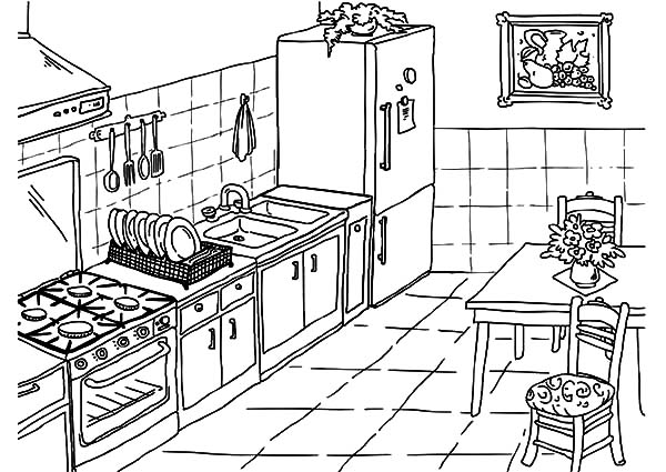 600x425 Kitchen Coloring Page Free Printable Pages Drawing Download Amp