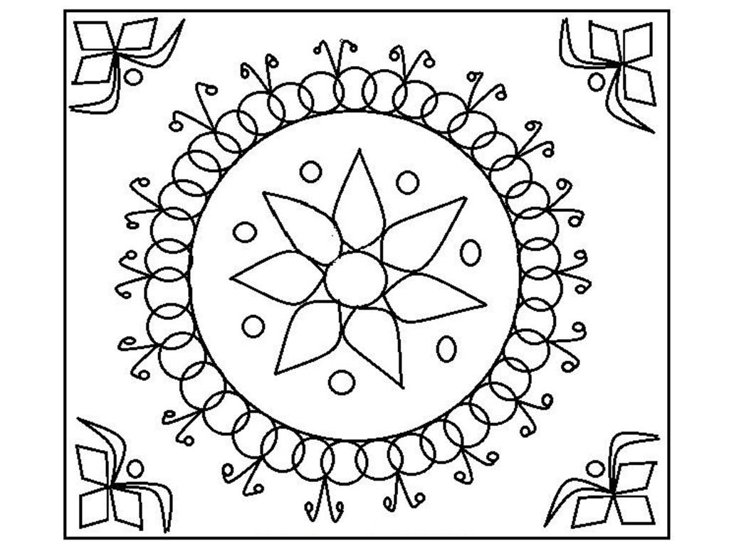 1024x768 Free Printable Rangoli Coloring Pages For Kids