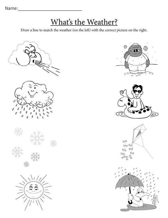 541x700 What's The Weather Free Printable Matching Worksheet
