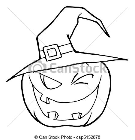450x466 Halloween Pumpkin. Coloring Page Outline Of A Toothy Vector