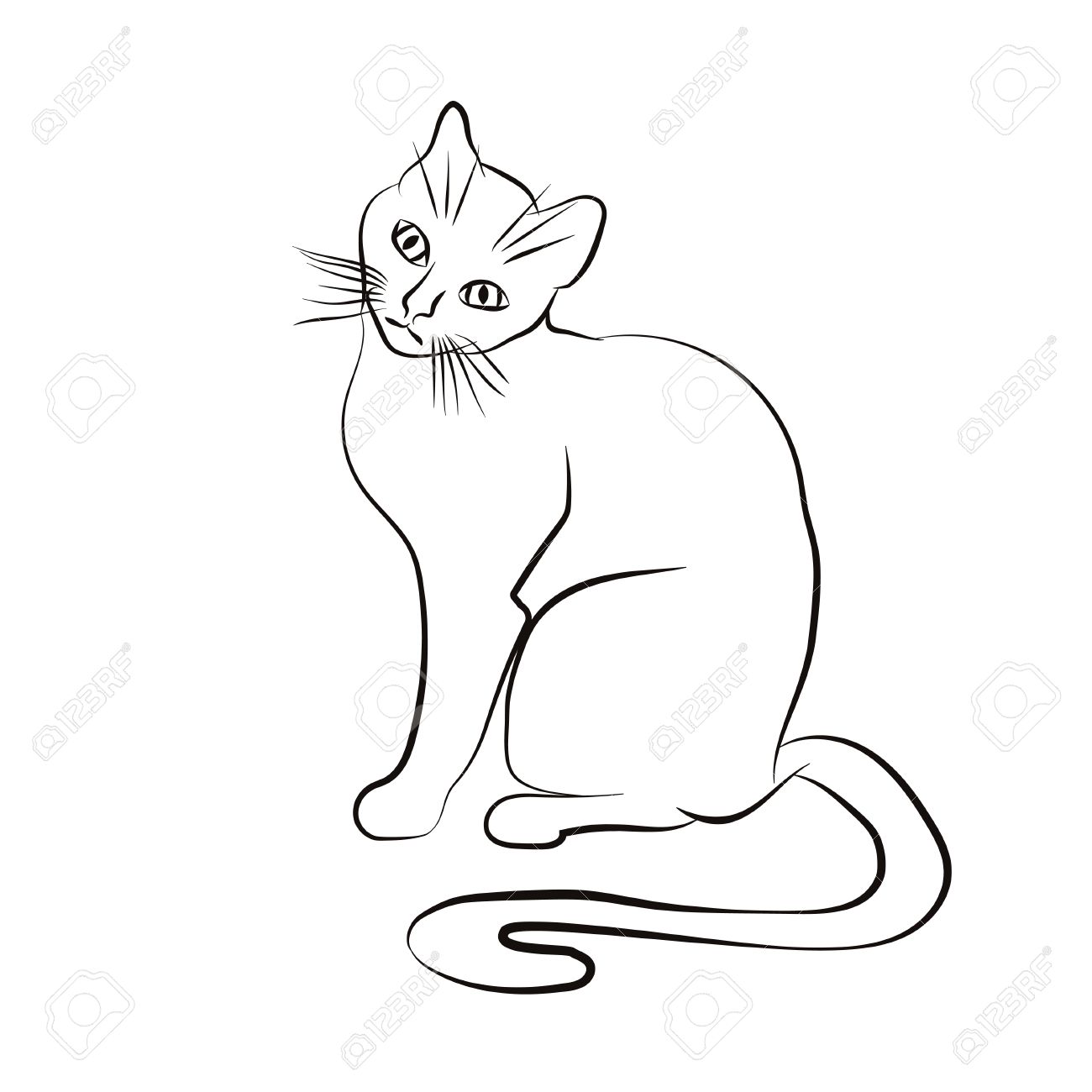 1300x1300 Line Drawings Of Sleeping Cats Clipart Of A Cartoon Black