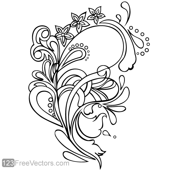 600x600 Floral Ornament Vector Graphics Drops Vector