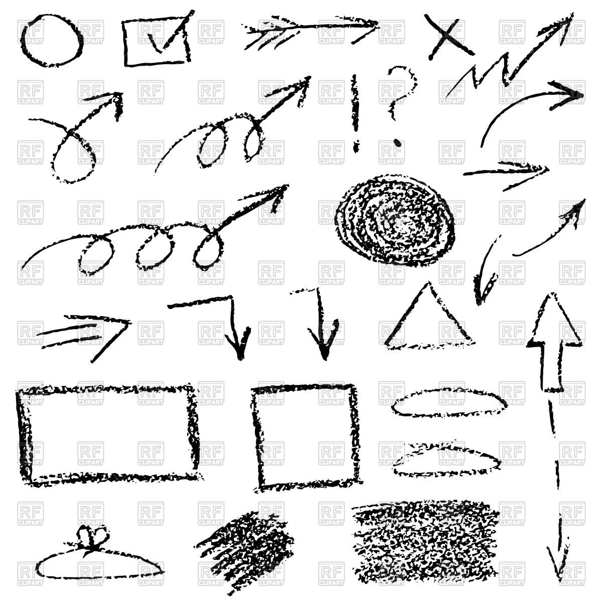 1200x1200 Set Of Hand Drawn Wax Crayon Arrows Royalty Free Vector Clip Art