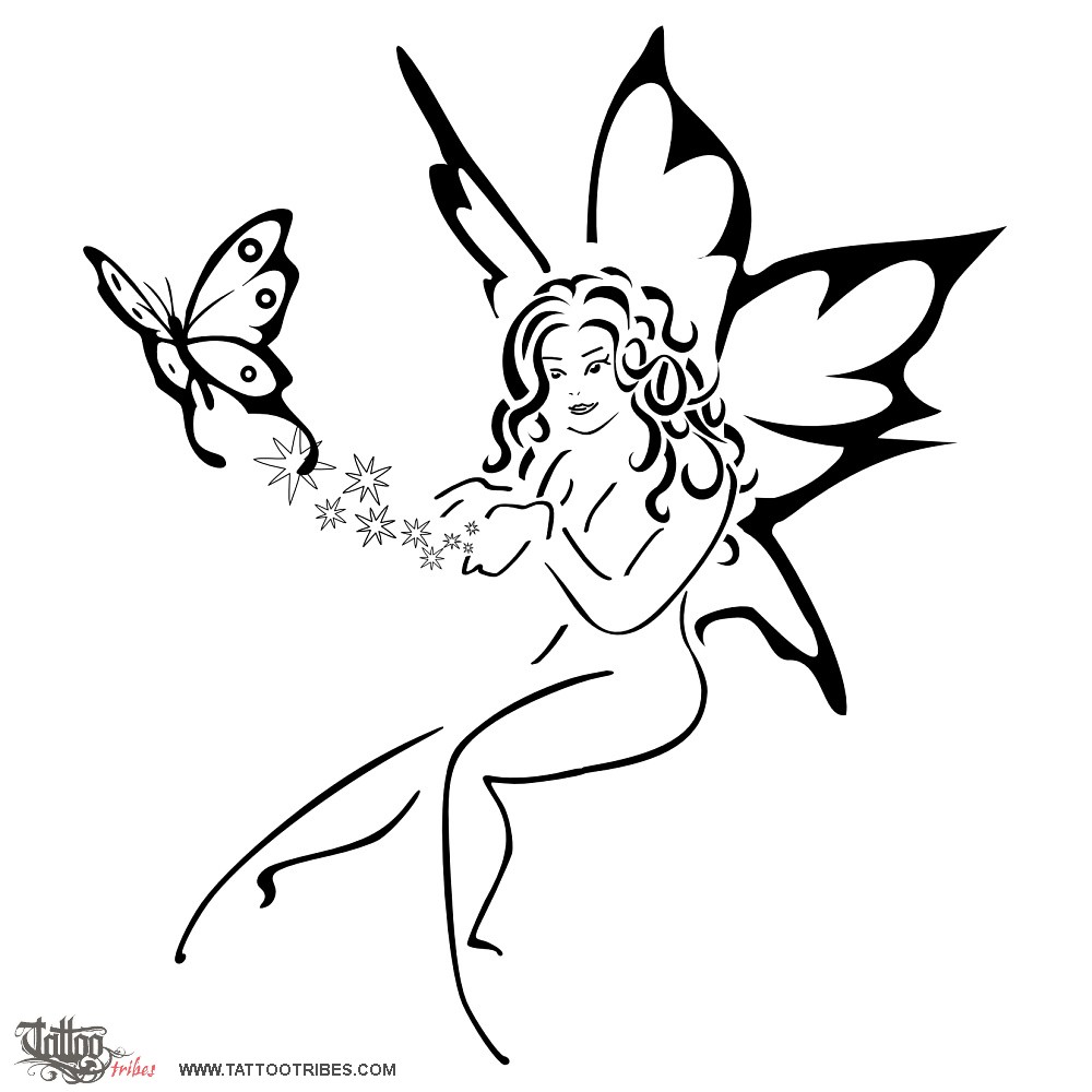 1000x1000 Tattoo Of Fairy With Butterfly, Joy And Freedom Tattoo