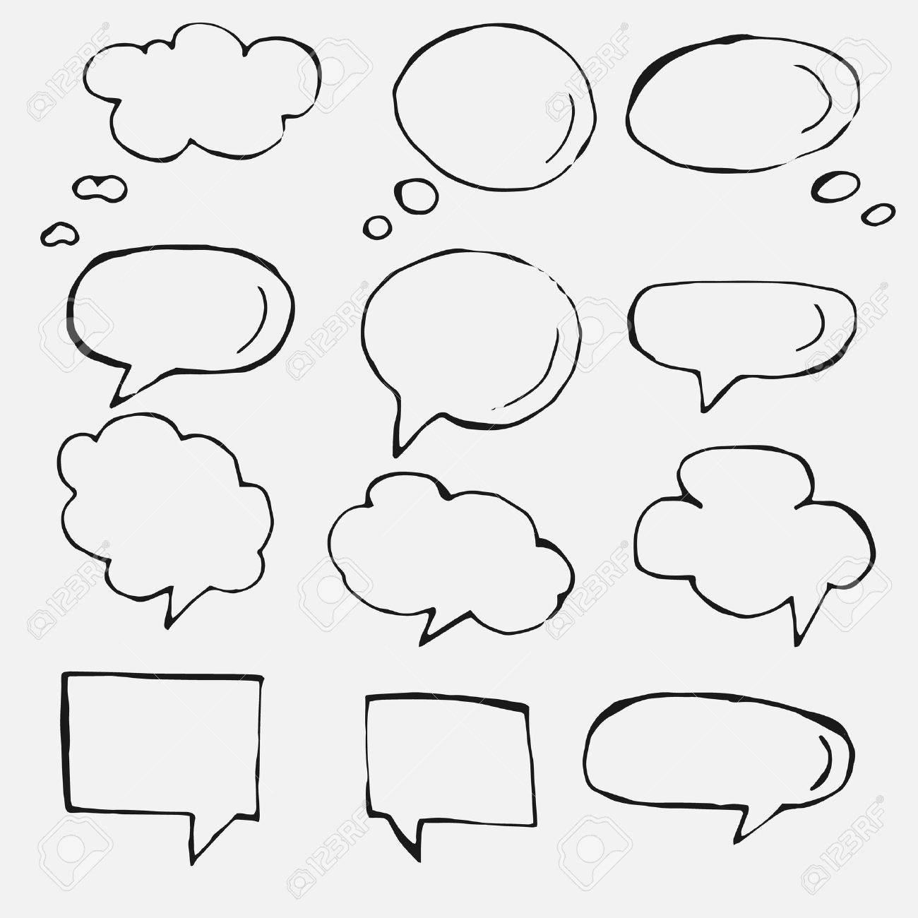 1300x1300 Hand Drawn Thought And Speech Bubbles And Balloons. Royalty Free