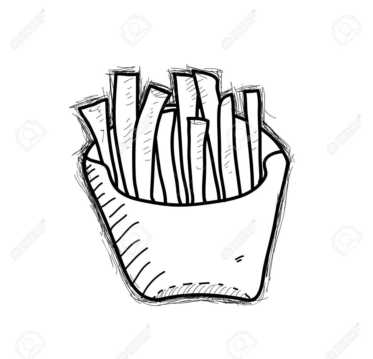 1300x1253 French Fries Doodle, A Hand Drawn Vector Doodle Illustration