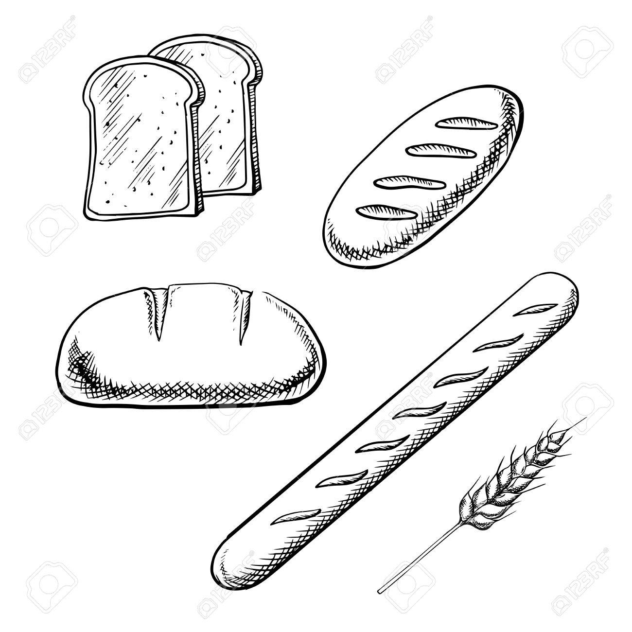 1300x1300 Toast Bread Slices, Long Loaves And French Baguette With Wheat