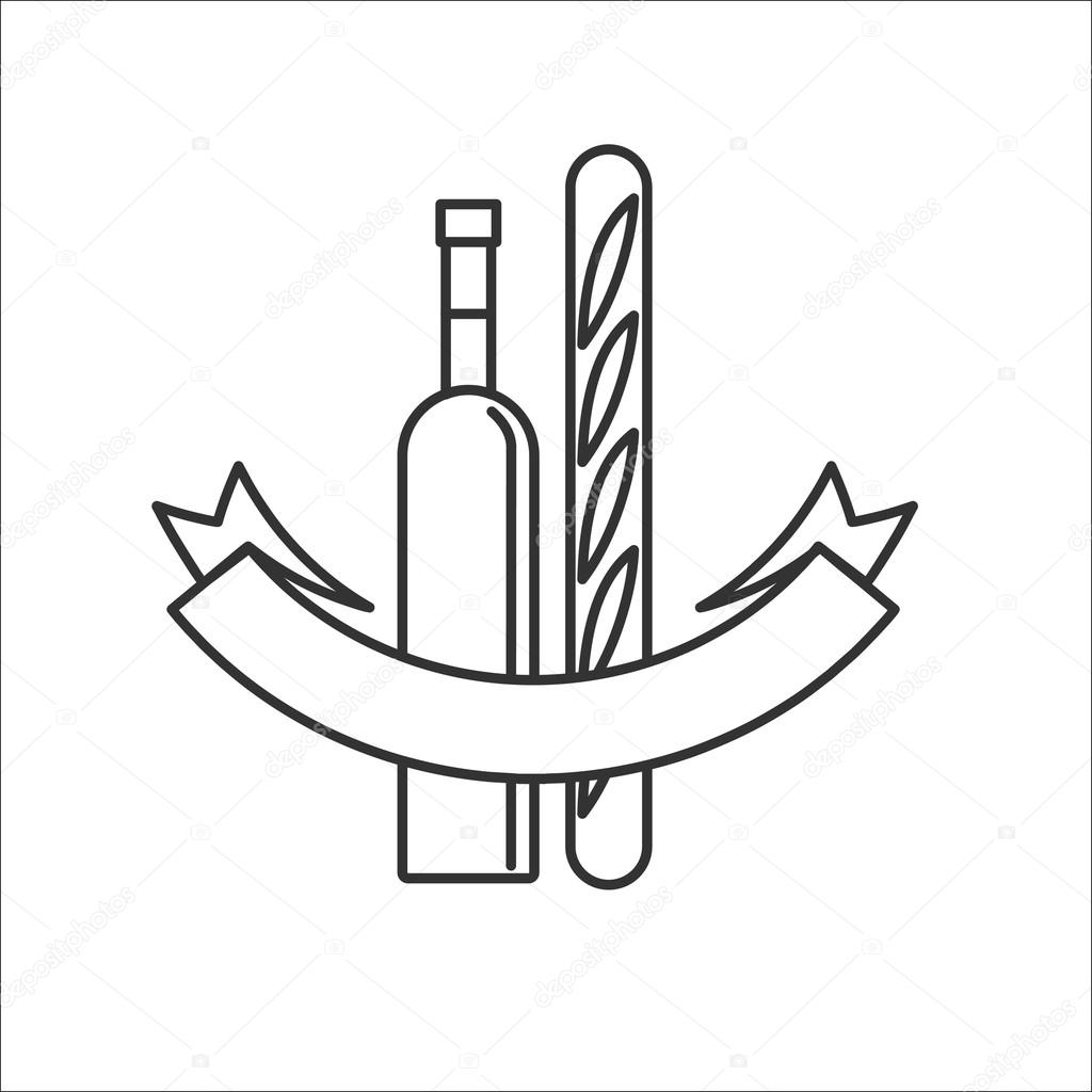 1024x1024 Wine Bottle And A French Baguette.isolated On A White Background