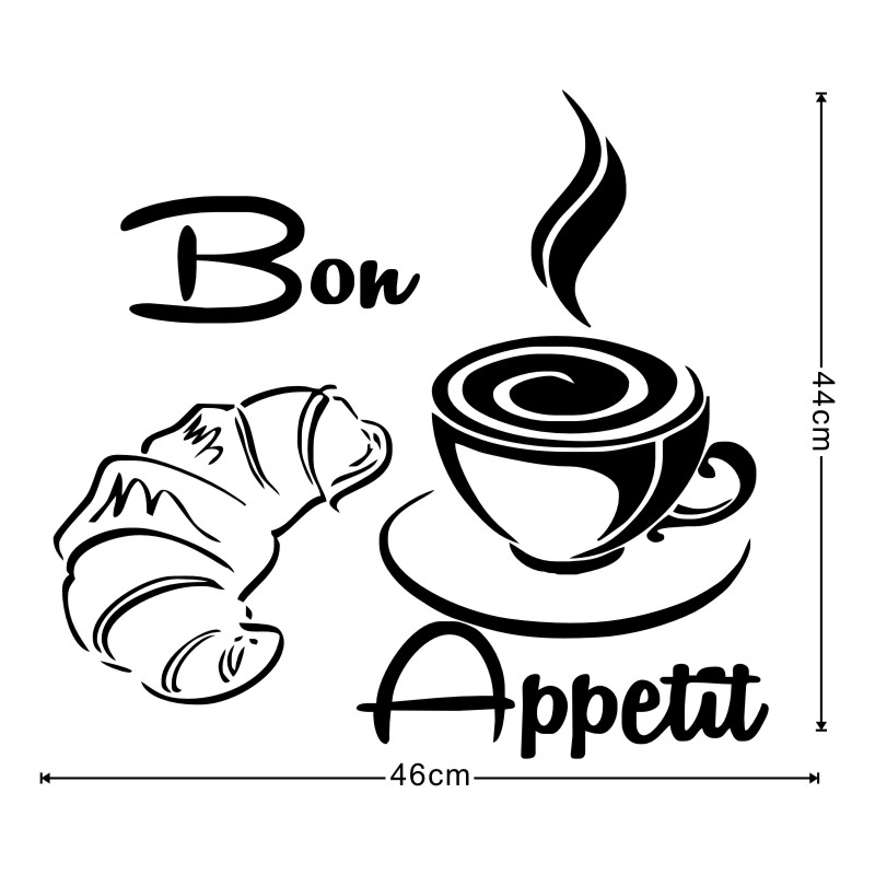 800x800 Bon Appetit French Bread Coffee Food Vinyl Removable Wall Stickers
