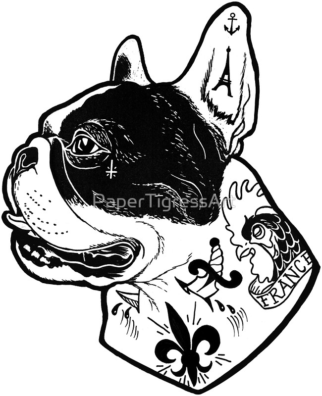 650x800 Tattooed French Bulldog Stickers By Papertigressart Redbubble