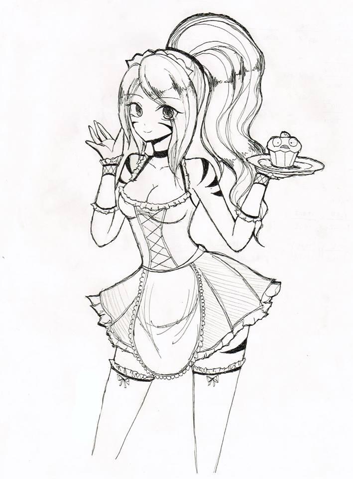 709x960 French Maid Nidalee Sketch By Kinoko Sama