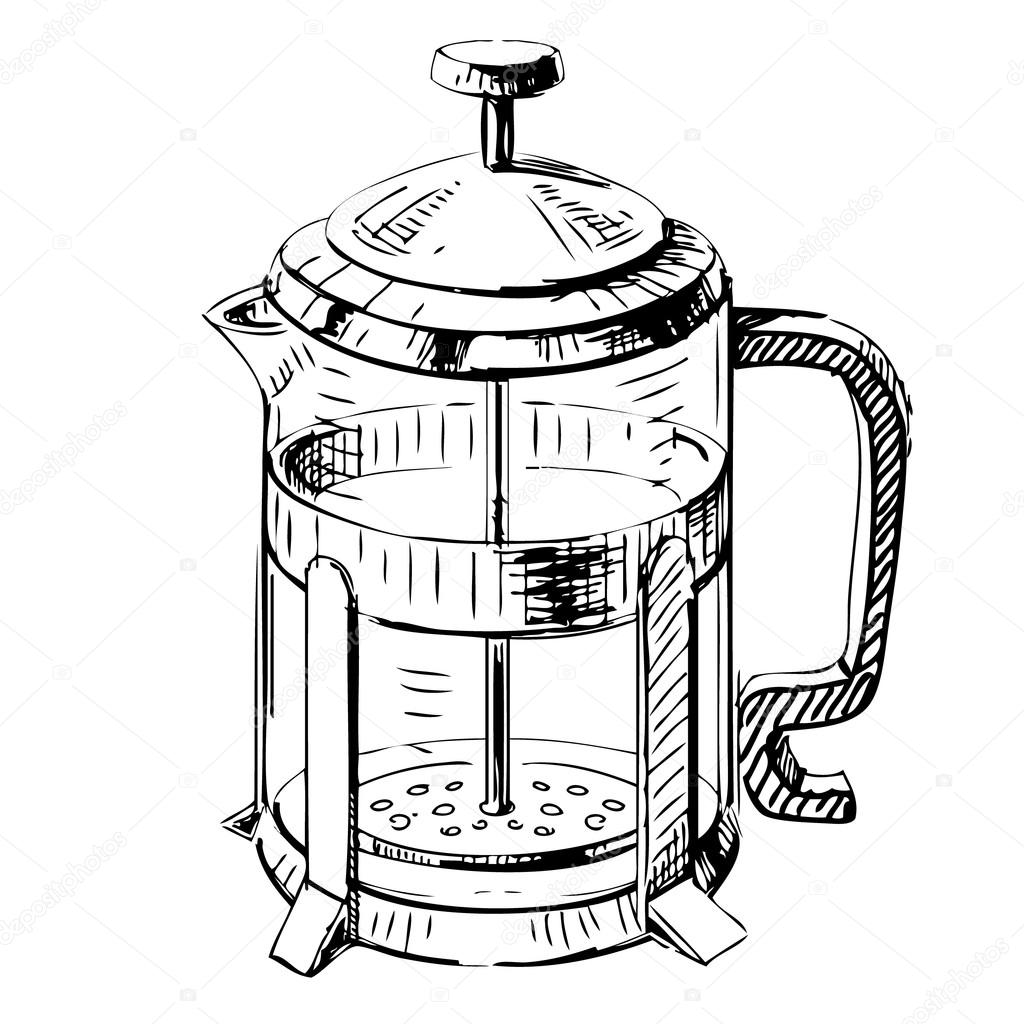 1024x1024 French Press Tea Pot. Stock Vector Chuhail
